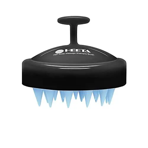 Produktbild: HEETA Kopfhaut Massagebürste, Tiefenreinigende Kopfmassage Bürste für Nass & Trockenhaar, Massagebürste Haare mit Weichem Silikonkopf für Peeling und Kopfmassage, Schwarz & Blau
