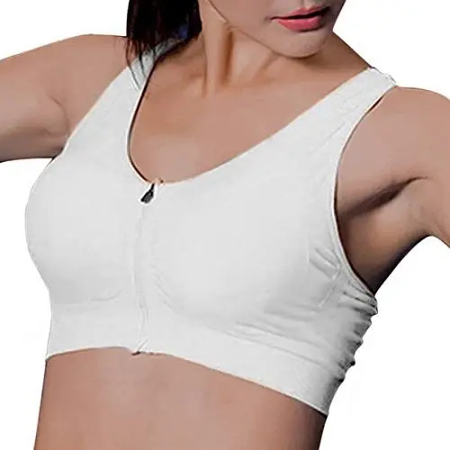 Produktbild: Heflashor Damen Sport BH mit vorne Reißverschluss starker Halt Büstenhalter Atmungsaktive Fitness Bra Push Up Bustier für Yoga Fitness Training