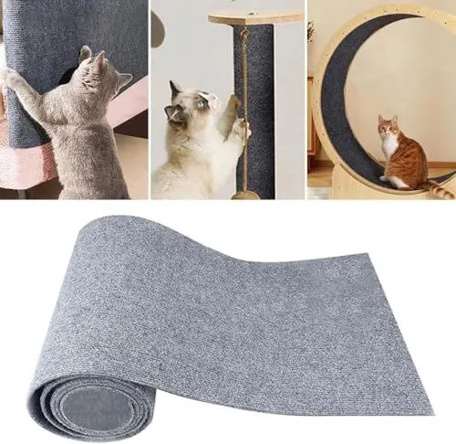 Produktbild: Heflashor Kratzmatte Selbstklebend Kratzteppich Katze Wand DIY Zuschneidbare Katzenkratzmatte Kratzbrett Kratzschutz AntiKratz Tape Kratzpads für Sofa,Teppiche,Möbel,Katzenständer,Hellgrau,L