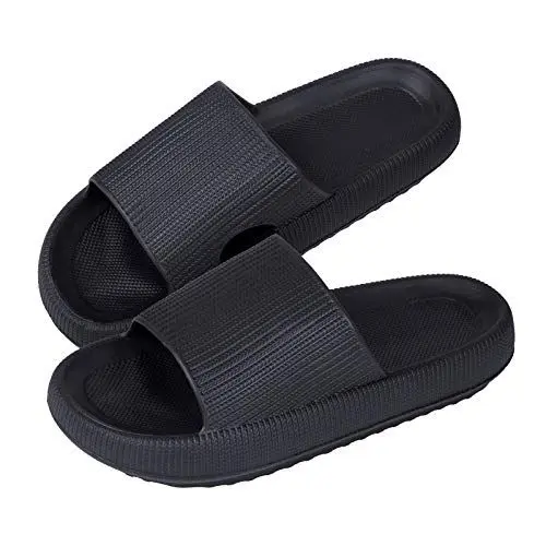 Produktbild: Heflashor Unisex Badeschuhe Cloudyzz Schlappen Wolke Hausschuhe rutschfeste Pantoletten Weich Eva Badelatschen für Damen Herren,Schwarz,38/39 EU