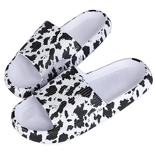 Produktbild: Heflashor Unisex Badeschuhe Cloudyzz Schlappen Wolke Hausschuhe rutschfeste Pantoletten Weich Eva Badelatschen für Damen Herren,Weiß Zebramuster,42/43 EU