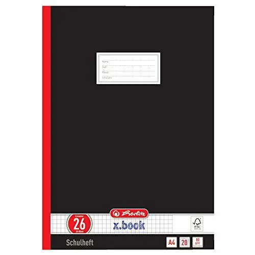 Produktbild: Herlitz Schulheft x.book, A4, kariert mit Rand, Lineatur 26, 20 Blatt, 10 Stück