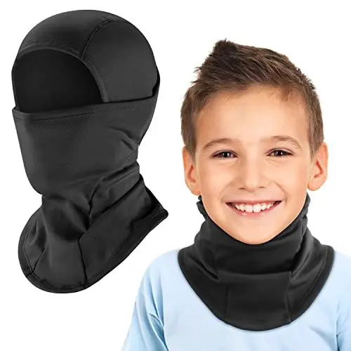 Produktbild: HEGCOIIE Kinder Sturmhaube Winter Winddicht Thermo Balaclava Gesichtsmaske Skimaske Sturmmaske für Jungen Mädchen Outdoor Sports Radfahren, Skifahren, Fahrrad (Schwarz)