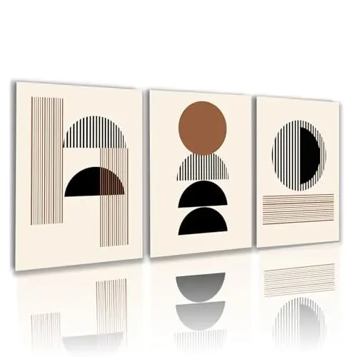 Produktbild: HEHGVCF 3 Stück Schwarz Leinwandbild Bilder Set,Abstrakt Kunst Bilder,Wandbilder Line,Moderne Wohnzimmer Schlafzimmer Wandbilder Deko,Ohne Rahmen (Geometrie,30 x 45cm)
