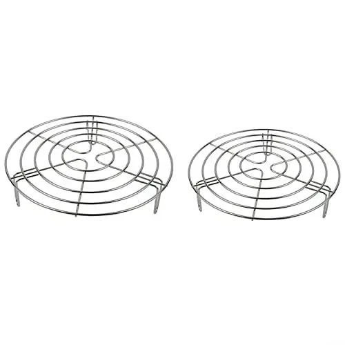Produktbild: HEIBTENY 2 Stück Edelstahl Einlegerost,Dünsteinsatz für Töpfe,Rundes Grillrost Aus Edelstahl,Topfständer Dämpfen Rack, Grillrost Mikrowelle,Rack Dämpfeinsatz,für Backen Kochen Braten