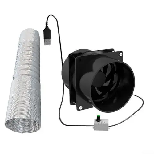 Produktbild: HEIBTENY Kleiner Rohrventilator Abluftventilator Geschwindigkeitsregulierender Badlüfter Fan Mit Feuchtigkeitssensor Für Küche Hause Schuppen 10.5 * 8 * 6.5 cm(With 100cm pipe)