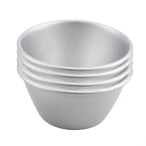 Produktbild: HEIBTENY Metal Baking Cups Pastry Nonstick Pudding Set mit 4 Metall-Backförmchen für Gebäck, antihaftbeschichtet, Puddingform, Formwerkzeug, EierkuchenformMould Form Tool Egg Tart Pan
