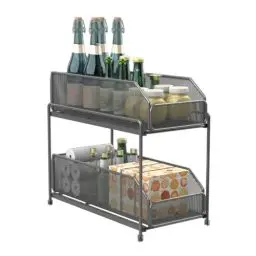 Produktbild: Heikoeco® Schrank Organizer, Gewürzregal, Baskets Organizer, 2-stöckiger Schrank-Organizer, unterteilten herausziehbaren Aufbewahrungsbehältern, Schubladen Organizer Küche (silber)