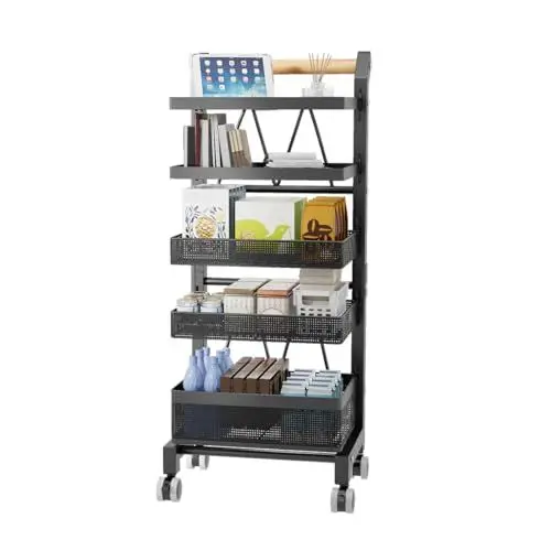 Produktbild: Heikoeco® Servierwagen Küchenwagen mit Rollen, Gemüseregal Metall, Obst Aufbewahrung, Rollwagen Allzweckwagen für Küche Bad Wohnzimmer, Pfanne Topf Organizer