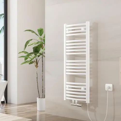 Produktbild: Heilmetz® 1269 mm x 600 mm Badheizkörper Handtuchtrockner, Handtuchheizkörper für Wasser oder Strom Heizkörper Bad Mittelanschluss Handtuchwärmer mit Heizstab, Weiß