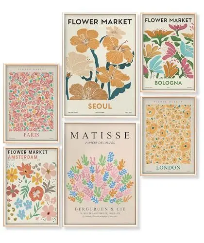 Produktbild: Heimlich® 6er Poster Set OHNE Rahmen | Blumenmarkt Design Bilder Wohnzimmer & Schlafzimmer | Bilderset Verschiedene Städte | Bilderwand Poster & Kunstdrucke | 2x A3 (30x42 cm) & 4x A4 (21x30 cm)