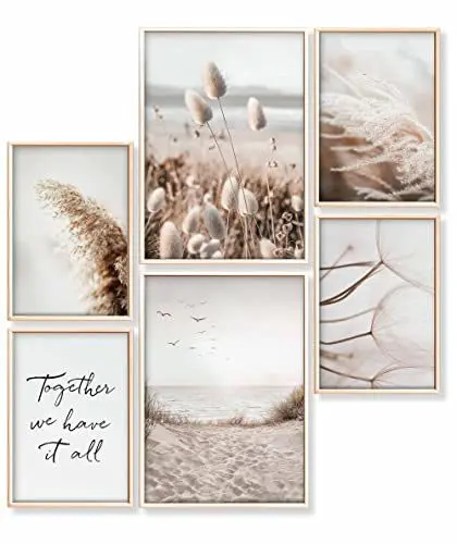 Produktbild: Heimlich – Poster-Set – 2 A3 / 30 x 42 cm + 4 A4 / 21 x 30 cm – Premium-Poster – ungerahmte Drucke – Küstenstil – Mindful Beige Beach