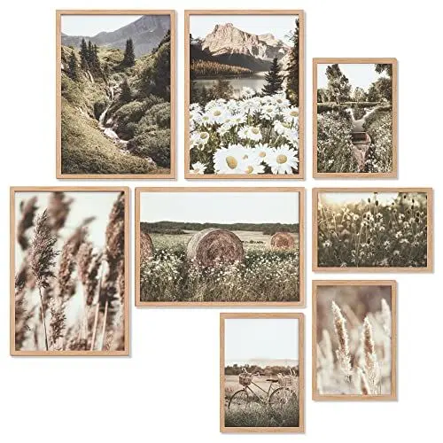 Produktbild: Heimlich – Poster-Set – 4 A3 / 30 x 42 cm + 4 A4 / 21 x 30 cm – Premium-Poster – ungerahmte Drucke – moderner Stil – Pampasgras im Frühling