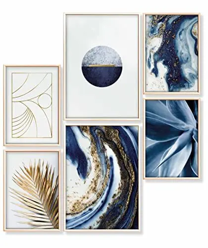 Produktbild: Heimlich – Poster-Set – 2 A3 / 30 x 42 cm + 4 A4 / 21 x 30 cm – Premium-Poster – ungerahmte Drucke – moderner Stil – abstrakter blauer Marmor