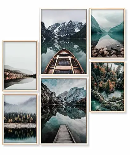 Produktbild: Heimlich – Poster-Set – 2 A3 / 30 x 42 cm + 4 A4 / 21 x 30 cm – Premium-Poster – ungerahmte Drucke – moderner Stil – Waldsee