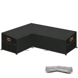 Produktbild: HEIMUNI Abdeckung für Lounge Sofa L-Form Ecksofa Abdeckplane Wasserdicht Palettenkissen Abdeckung Loungemöbel Abdeckhaube Gartenmöbel Schutzhülle für Palettenmöbel Palettensofa 222x286x90x80/65cm