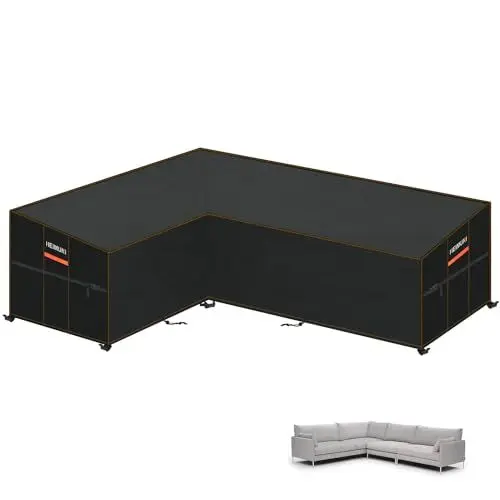 Produktbild: HEIMUNI Abdeckung für Lounge Sofa L-Form Ecksofa Abdeckplane Wasserdicht Palettenkissen Abdeckung Loungemöbel Abdeckhaube Gartenmöbel Schutzhülle für Palettenmöbel Palettensofa 222x286x90x80/65cm
