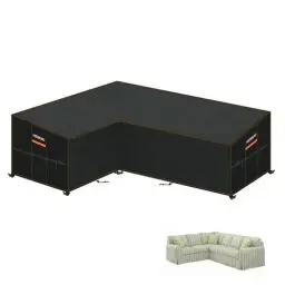 Produktbild: HEIMUNI Gartenmöbel Abdeckung für L-Form Sofas Wasserdicht Ecksofa Abdeckplane mit Belüftungsöffnungen, Winddicht Lounge Abdeckung Loungemöbel Abdeckhaube für L Form Lounge 180x250x90x80/65cm