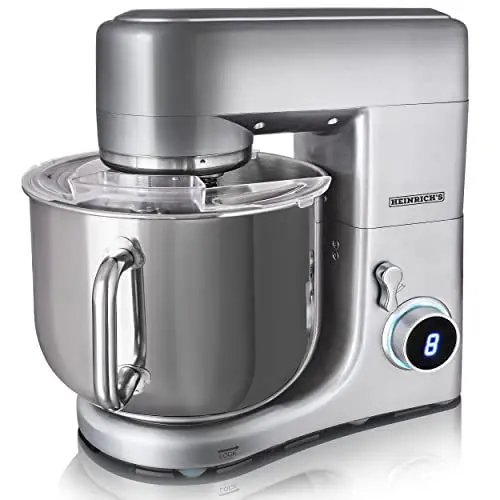 Produktbild: HEINRICHS Küchenmaschine Knetmaschine Edelstahl Schüssel 1800W leistungsstark patentierte Knethaken,8-Stufen LCD-Anzeige multifunktionale Teigknetmaschine, Heinrich´s (11 Liter)