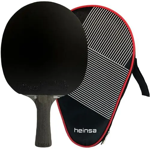 Produktbild: heinsa Carbon Profi Tischtennisschläger ITTF Wettkampf zugelassen Black Edition aus Lichtnussbaum mit extra Tasche