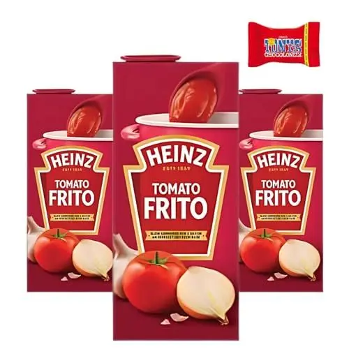Produktbild: Heinz Tomato Frito (3x350g), Tomatensoße für Pasta, Reis & Pizza, ideal zum Kochen, reichhaltiger Geschmack, hochwertige Zutaten – inkl. Tony's Chocolonely Schokoladenriegel als Geschenk-Trinovi