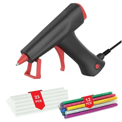 Produktbild: Heißklebepistole mit 35 Heißklebesticks, 100W Klebepistole für DIY Handwerk, Mädchenschmuck und schnelle Reparaturen in Hause & Büro(Schwarz + Chinesisches Rot)