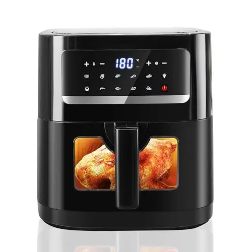 Produktbild: Heißluftfritteuse Air fryer mit Sichtfenster, Emphsism Airfryer XXL 7L 1700W mit Digitalem LED-Touchscreen, 10 Programmen, Fritteuse Heissluft Ohne Fett, Aufheizfunktion & Eingebaute Beleuchtung