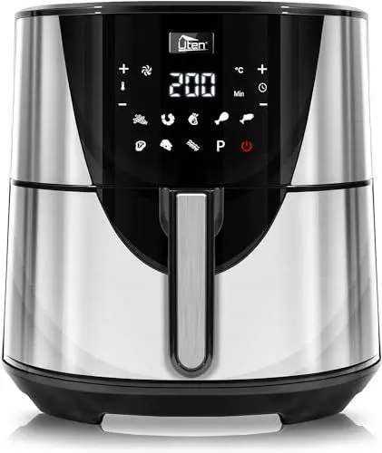 Produktbild: Heißluftfritteuse, Uten 7,5L Airfryer XXL Heissluftfriteuse mit Digitalem LED-Touchscreen, 9 Voreingestellte Menüs, 32 Rezepte, Vorheizen & Warmhalten, Antihaft-Korb, Ohne Fett, 1700W