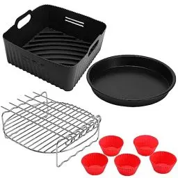 Produktbild: Heißluftfritteuse Zubehör 21cm, Airfryer Zubehör Kompatibel für Philips Airfryer XL 6,2L, COSORI 5,5L 4,7L, Cecotec 6L Airfryer Silikonform Pot, Wiederverwendbar Air Fryer Accessories- 4 stk