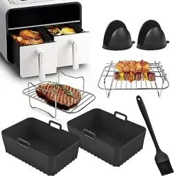 Produktbild: Heißluftfritteuse Zubehör - Airfryer Zubehör für Ninja Foodi AF400EU AF300EU 7,6L-9.5L Und anderen Dual Zone Air Fryer, BPA-Frei | Ninja Dual Zone Heißluftfritteuse Zubehör, Air Fryer Accessories