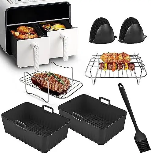 Produktbild: Heißluftfritteuse Zubehör - Airfryer Zubehör für Ninja Foodi AF400EU AF300EU 7,6L-9.5L Und anderen Dual Zone Air Fryer, BPA-Frei | Ninja Dual Zone Heißluftfritteuse Zubehör, Air Fryer Accessories