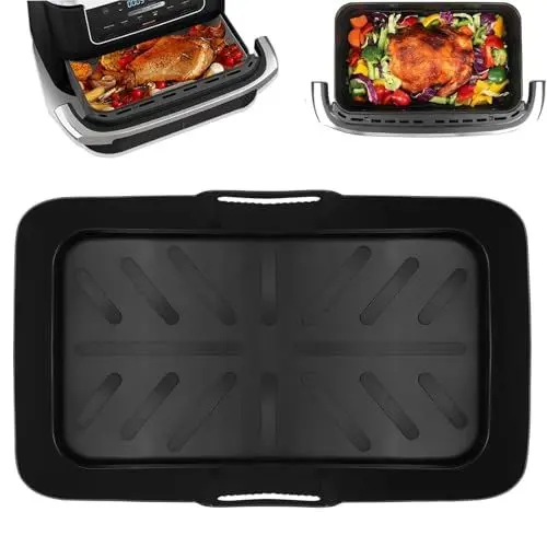 Produktbild: Heißluftfritteuse Zubehör for Ninja Foodi Flexdrawer 10,4 L Af500DE,Silikonform Heißluftfritteuse Wiederverwendbar Airfryer Zubehör for Ninja Double Stack Airfryer Af500eu(1 Stück 10,4L-Schwarz)