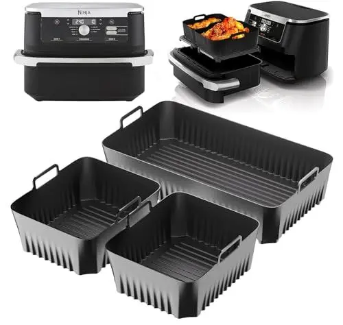 Produktbild: Heißluftfritteuse Zubehör für Ninja Af500DE 10,4L, Silikonform für Heißluftfritteuse 3 Stück Air Fryer Silikonmatte, Ninja Airfryer Zubehör