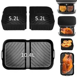 Produktbild: Heißluftfritteuse Zubehör für Ninja Foodi Flexdrawer 10,4 L AF500EU,3 Pcs Airfryer Silikonform Wiederverwendbar Airfryer Zubehör für Ninja AF500EU(3 Stück – Schwarz)