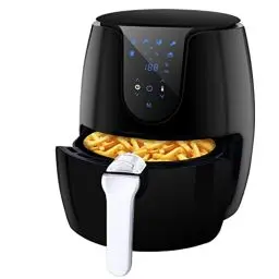 Produktbild: Heißluftfritteuse mit 6 Verschiedenen Kochprogrammen Heissluftfritteuse ohne Öl, einfach zu reinigen, LED-Touchscreen mit Rezeptbuch 1500W Fritteuse(MEHRWEG) ,Schwarz