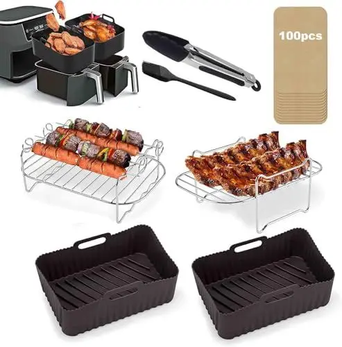 Produktbild: Heißluftfritteusen Zubehör,110pcs Airfryer Zubehör für Ninja Foodi Max Dual Zone Heißluftfritteuse AF400EU AF300EU