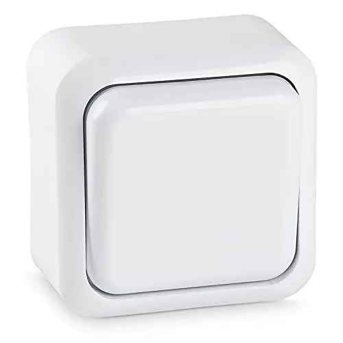 Produktbild: HEITECH Aufputz Wechselschalter in weiß - Neues Modell - Schalter für den Innenbereich mit 250V AC & 10A - Lichtschalter für innen, Wippschalter, Kippschalter, Aufputzschalter