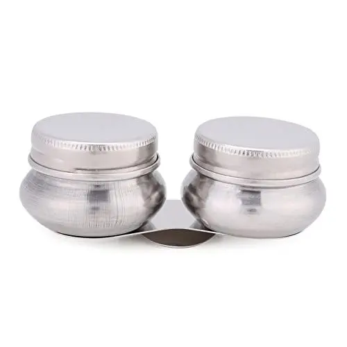 Produktbild: HEITIGN Edelstahl-Palettenbecher mit Deckel und Clip, Doppellöffel-Ölbehälter Acryl- oder Ölfarbe