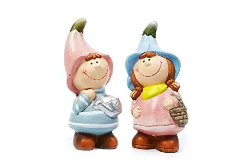 Produktbild: Heitmann Deco - Keramik Blumenkinder 2er-Set - Gartenzwerg Deko-Set für Frühling, Ostern und Sommer - Figuren für Deko