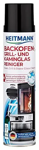Produktbild: HEITMANN Backofen-, Grill- und Kaminglas Reiniger | Kraftvolle Reinigung für hartnäckige Verschmutzungen | Effektiv gegen Fett, Eingebranntes & Ruß | Anwendbar im kalten & warmen Backofen | 400 ml