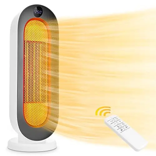 Produktbild: Heizlüfter, Keramik Heizlüfter, 2000W 3 Modi Thermostat Heizlüfter, 12-Stunden-Timer, Kippschutz, 100° Oszillations-Raumheizgerät für Heim & Büro Weiß kleiner Bildschirm