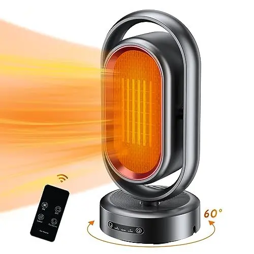 Produktbild: Heizlüfter mit Fernbedienung 2000W Keramik Heizlüfter Bad Energiesparend Leise Heizung Heizstrahler mit Oszillation Umkippschutz Überhitzungsschutz Heizgeräte