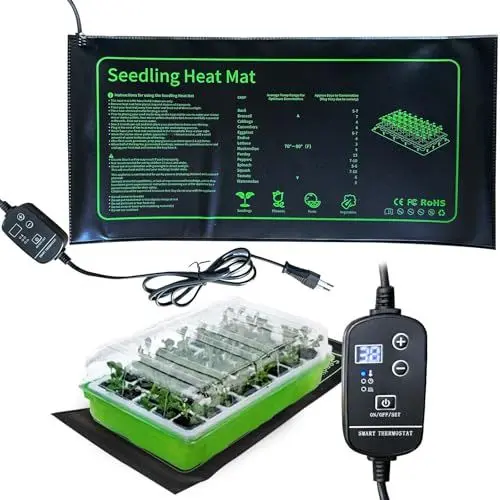 Produktbild: Heizmatte Pflanzen Graphen, Wärmematte für Sämling Germination, IP67 Wasserdichtes 20W Temperatur Heizkissen Mat Wärmer Bett Matte für Anzucht Gewächshaus oder Growbox (53*25 cm, mit Thermostat Timer)