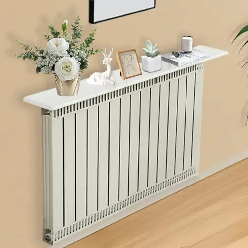 Produktbild: Heizungsregal Holz,80-120cm Rechteckig Heizkörperregal Easy Fit Rauch und Staubabweisende Heizkörperverkleidung für den Heim Büro,Weiß,W:16cm；L:80cm
