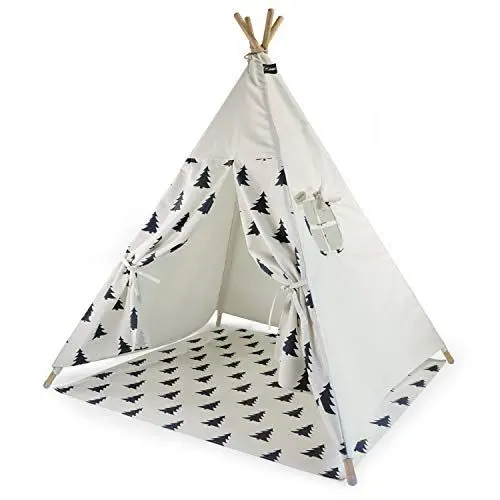 Produktbild: HEJ LØNNE Tipi Zelt für Kinder mit Bodenmatte 120 x 120 x 150 cm - Kinderzelt für Drinnen - Spielzelt Kinder Tipi mit Bodendecke und Fenster - inkl. Beutel und Anleitung