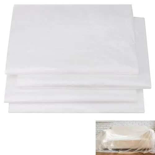 Produktbild: Hejo 4er Set Abdeckfolie Maler, 4×5m Starke Malerfolie, Malerplane, Malerabdeckfolie, Transparente Baufolie aus PE, Große Abdeckplane für Malerarbeiten, Renovierung, Gartenmöbel