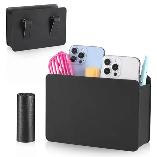 Produktbild: Hejo Auto Mülleimer Klein, Auto Organizer Kofferraum, Automülleimer aus Leder, Hängende Aufbewahrungsbox mit 1 Rolle Müllbeutel, Schwarz