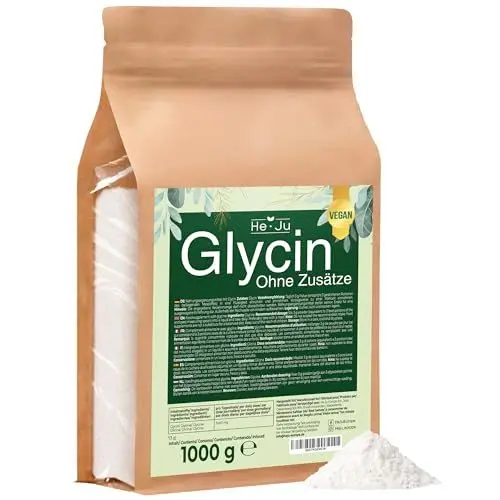 Produktbild: He-Ju Glycin Pulver 1000 g, laborgeprüft, 330 Portionen Aminosäure, vegan, 100% rein, ohne Zusatzstoffe, Glycin kaufen
