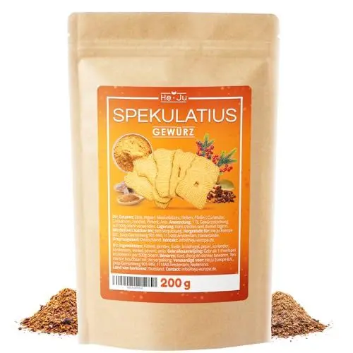 Produktbild: He-Ju Spekulatiusgewürz 200g, vegan und glutenfrei und ohne Zuckerzusatz, köstliche Spekulatius Gewürzmischung, ideal für Weihnachtsgebäck und Desserts