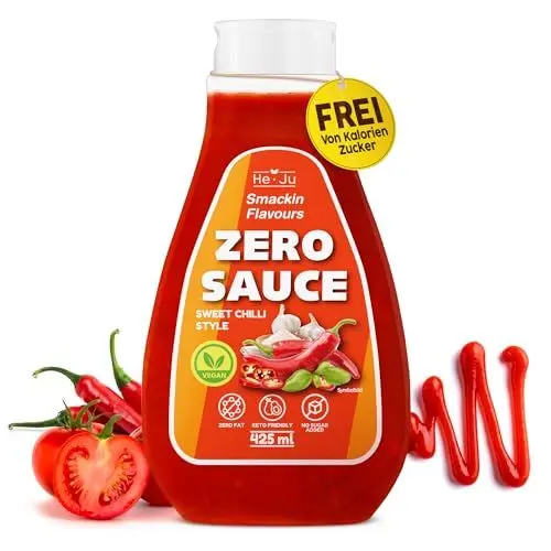 Produktbild: He-Ju Zero Sauce Sweet Chili 1x 425ml Light Sauce, ohne Fett und ohne Zuckerzusatz, vegan und glutenfrei, Keto Diät geeignet (425 ml (1er Pack), Sweet Chili Style)